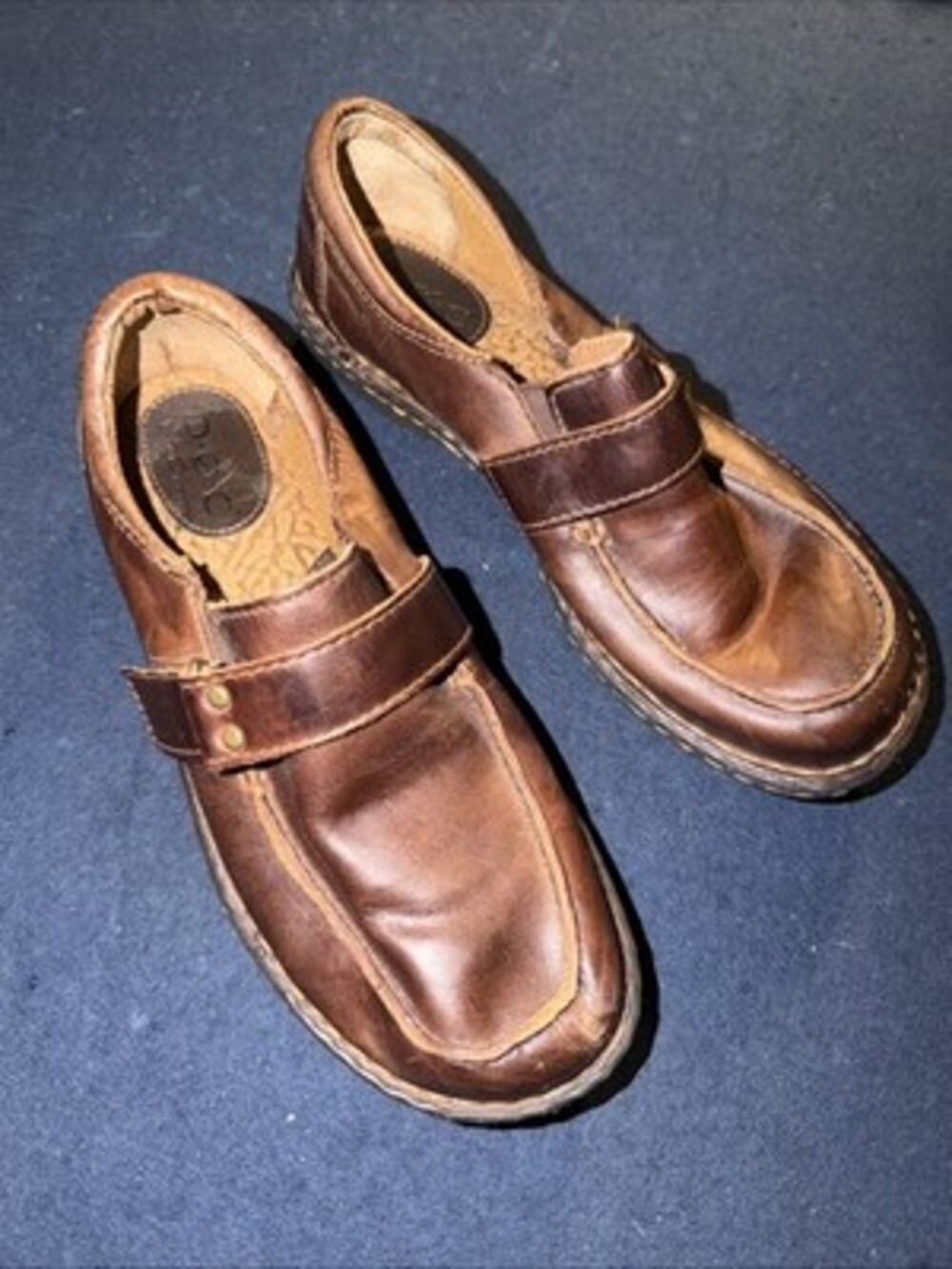 BOC Born C95823 Brown Leather Adjustable Moc Toe Casual Loafers Size 7M